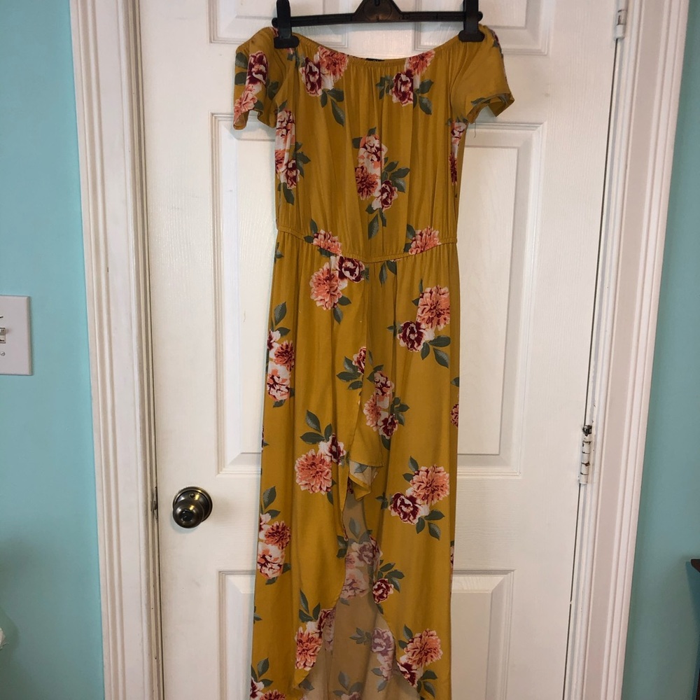 Off shoulder Maxi/Romper w/ opening in front